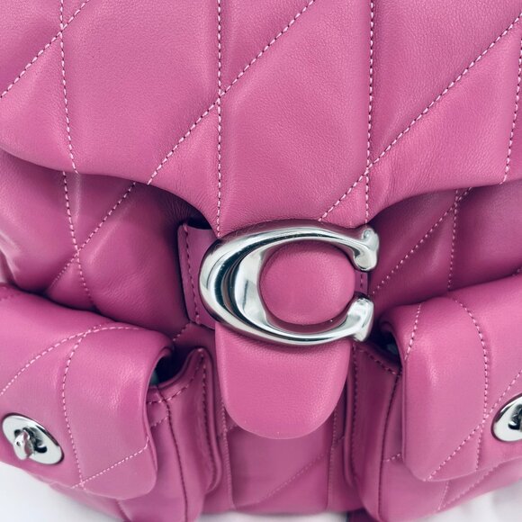 Coach Tabby Backpack Pillow Quilting Nappa Leather Pink Convertible Chain Strap - Picture 7 of 16